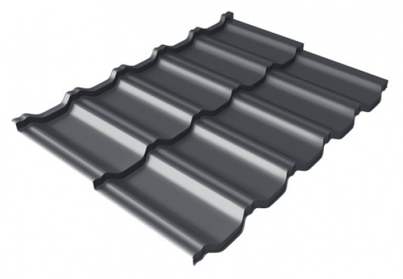 Металлочерепица модульная Квинта Uno Grand Line c 3D резом 0,5 Satin Мatt RAL 7024 мокрый асфальт купить в Луганске