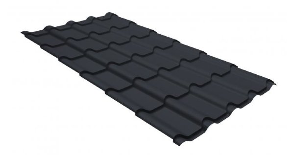 Металлочерепица камея GL 0,5 GreenCoat Pural matt RR 23 темно-серый (RAL 7024 мокрый асфальт) купить в Луганске