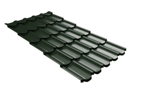 Металлочерепица квинта плюс с 3D резом 0,5 GreenСoat Pural RR 11 темно-зеленый (RAL 6020 хромовая зелень) купить в Луганске