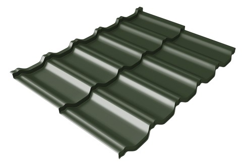 Металлочерепица модульная Квинта Uno Grand Line c 3D резом 0,5 GreenСoat Pural Matt RR 11 темно-зеленый (RAL 6020 хромовая зелень) купить в Луганске