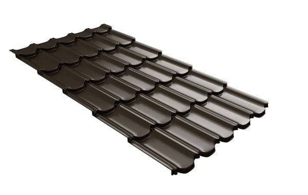 Металлочерепица квинта плюс с 3D резом 0,5 GreenСoat Pural RR 32 темно-коричневый (RAL 8019 серо-коричневый) купить в Луганске