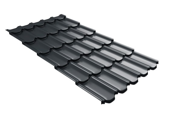 Металлочерепица квинта плюс с 3D резом 0,5 Satin RAL 7016 антрацитово-серый купить в Луганске