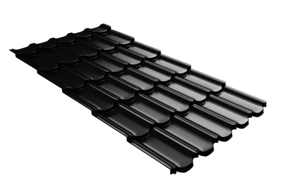 Металлочерепица квинта плюс с 3D резом 0,5 Satin RAL 9005 черный купить в Луганске