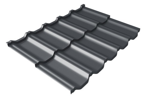 Металлочерепица модульная Квинта Uno Grand Line c 3D резом 0,5 Velur RAL 7024 мокрый асфальт купить в Луганске
